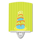 Nautical Bithday Cake Ceramic Night Light Compact, UL-Certified, Ideal for Bedroom, Bathroom, Nursery, Hallway, Kitchen, 6x4x3, Multicolor