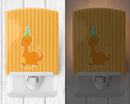 Dinosaur Orange Ceramic Night Light Compact, UL-Certified, Ideal for Bedroom, Bathroom, Nursery, Hallway, Kitchen, 6x4x3, Multicolor