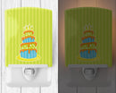 Dinosaur Birthday Cake Ceramic Night Light Compact, UL-Certified, Ideal for Bedroom, Bathroom, Nursery, Hallway, Kitchen, 6x4x3, Multicolor