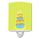 Dinosaur Birthday Cake Ceramic Night Light Compact, UL-Certified, Ideal for Bedroom, Bathroom, Nursery, Hallway, Kitchen, 6x4x3, Multicolor