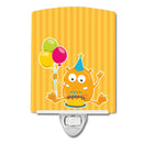 Birthday Monster Orange Ceramic Night Light Compact, UL-Certified, Ideal for Bedroom, Bathroom, Nursery, Hallway, Kitchen, 6x4x3, Multicolor