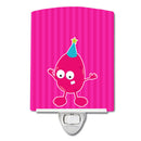 Birthday Monster Pink Ceramic Night Light Compact, UL-Certified, Ideal for Bedroom, Bathroom, Nursery, Hallway, Kitchen, 6x4x3, Multicolor
