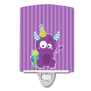 Birthday Monster Purple Ceramic Night Light Compact, UL-Certified, Ideal for Bedroom, Bathroom, Nursery, Hallway, Kitchen, 6x4x3, Multicolor