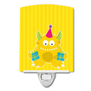 Birthday Monster Yellow Ceramic Night Light Compact, UL-Certified, Ideal for Bedroom, Bathroom, Nursery, Hallway, Kitchen, 6x4x3, Multicolor