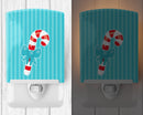Christmas Candy Cane Ceramic Night Light Compact, UL-Certified, Ideal for Bedroom, Bathroom, Nursery, Hallway, Kitchen, 6x4x3, Multicolor