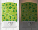 Christmas Snowflake Green Ceramic Night Light Compact, UL-Certified, Ideal for Bedroom, Bathroom, Nursery, Hallway, Kitchen, 6x4x3, Multicolor