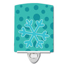 Christmas Snowflake Blue Ceramic Night Light Compact, UL-Certified, Ideal for Bedroom, Bathroom, Nursery, Hallway, Kitchen, 6x4x3, Multicolor