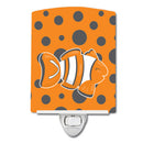 Fish Clown Fish Ceramic Night Light Compact, UL-Certified, Ideal for Bedroom, Bathroom, Nursery, Hallway, Kitchen, 6x4x3, Multicolor