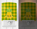 Pineapple Smily Face Ceramic Night Light Compact, UL-Certified, Ideal for Bedroom, Bathroom, Nursery, Hallway, Kitchen, 6x4x3, Multicolor