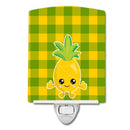 Pineapple Smily Face Ceramic Night Light Compact, UL-Certified, Ideal for Bedroom, Bathroom, Nursery, Hallway, Kitchen, 6x4x3, Multicolor