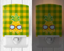 Pineapple Cool Sunglasses Face Ceramic Night Light Compact, UL-Certified, Ideal for Bedroom, Bathroom, Nursery, Hallway, Kitchen, 6x4x3, Multicolor