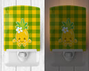 Pineapple Blinky Face Ceramic Night Light Compact, UL-Certified, Ideal for Bedroom, Bathroom, Nursery, Hallway, Kitchen, 6x4x3, Multicolor