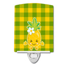 Pineapple Blinky Face Ceramic Night Light Compact, UL-Certified, Ideal for Bedroom, Bathroom, Nursery, Hallway, Kitchen, 6x4x3, Multicolor