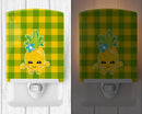 Pineapple Girl Face Ceramic Night Light Compact, UL-Certified, Ideal for Bedroom, Bathroom, Nursery, Hallway, Kitchen, 6x4x3, Multicolor