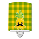 Pineapple Moustache Face Ceramic Night Light Compact, UL-Certified, Ideal for Bedroom, Bathroom, Nursery, Hallway, Kitchen, 6x4x3, Multicolor