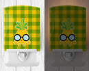 Pineapple Face with Glasses Ceramic Night Light Compact, UL-Certified, Ideal for Bedroom, Bathroom, Nursery, Hallway, Kitchen, 6x4x3, Multicolor