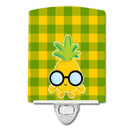 Pineapple Face with Glasses Ceramic Night Light Compact, UL-Certified, Ideal for Bedroom, Bathroom, Nursery, Hallway, Kitchen, 6x4x3, Multicolor