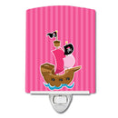 Pirate Ship Pink Ceramic Night Light Compact, UL-Certified, Ideal for Bedroom, Bathroom, Nursery, Hallway, Kitchen, 6x4x3, Multicolor