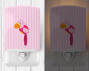 Pirate Parrot Pink Ceramic Night Light Compact, UL-Certified, Ideal for Bedroom, Bathroom, Nursery, Hallway, Kitchen, 6x4x3, Multicolor