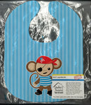 Pirate Monkey Blue Baby Bib Easy-Clean Baby Bib Baby Feeding Accessory Baby Mealtime Essential, 10 x 13, Multicolor