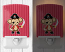 Pirate Monkey Red Ceramic Night Light Compact, UL-Certified, Ideal for Bedroom, Bathroom, Nursery, Hallway, Kitchen, 6x4x3, Multicolor