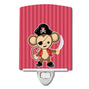 Pirate Monkey Red Ceramic Night Light Compact, UL-Certified, Ideal for Bedroom, Bathroom, Nursery, Hallway, Kitchen, 6x4x3, Multicolor