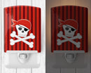 Pirate Skull and Cross Bones Ceramic Night Light Compact, UL-Certified, Ideal for Bedroom, Bathroom, Nursery, Hallway, Kitchen, 6x4x3, Multicolor