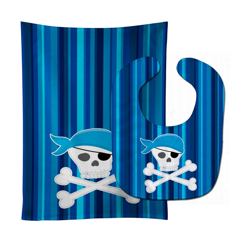 Pirate Skull and Cross Bones Baby Bib & Burp Cloth BB8980STBU