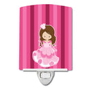 Princess Brunette Ceramic Night Light Compact, UL-Certified, Ideal for Bedroom, Bathroom, Nursery, Hallway, Kitchen, 6x4x3, Multicolor