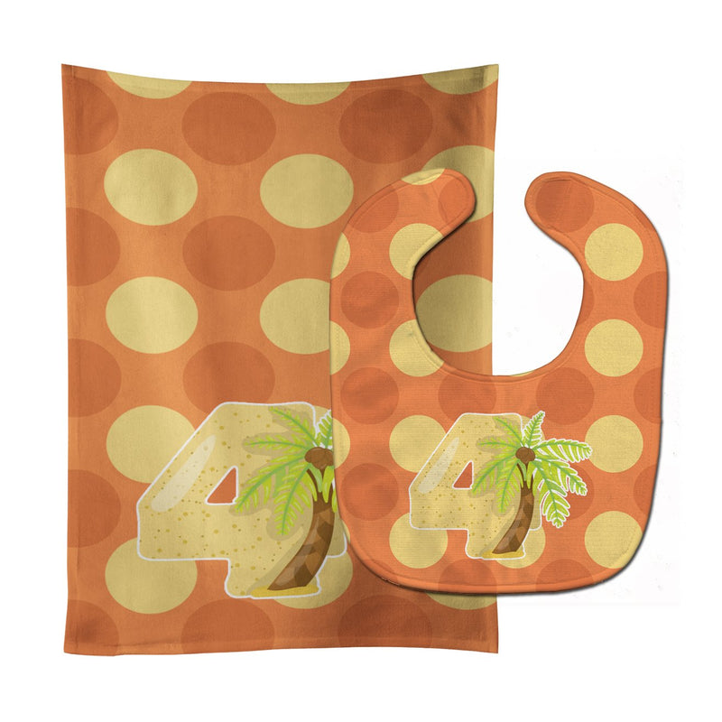 Zoo Month 4 Palm Tree Baby Bib & Burp Cloth BB9011STBU