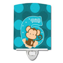 Zoo Month 6 Monkey Ceramic Night Light Compact, UL-Certified, Ideal for Bedroom, Bathroom, Nursery, Hallway, Kitchen, 6x4x3, Multicolor