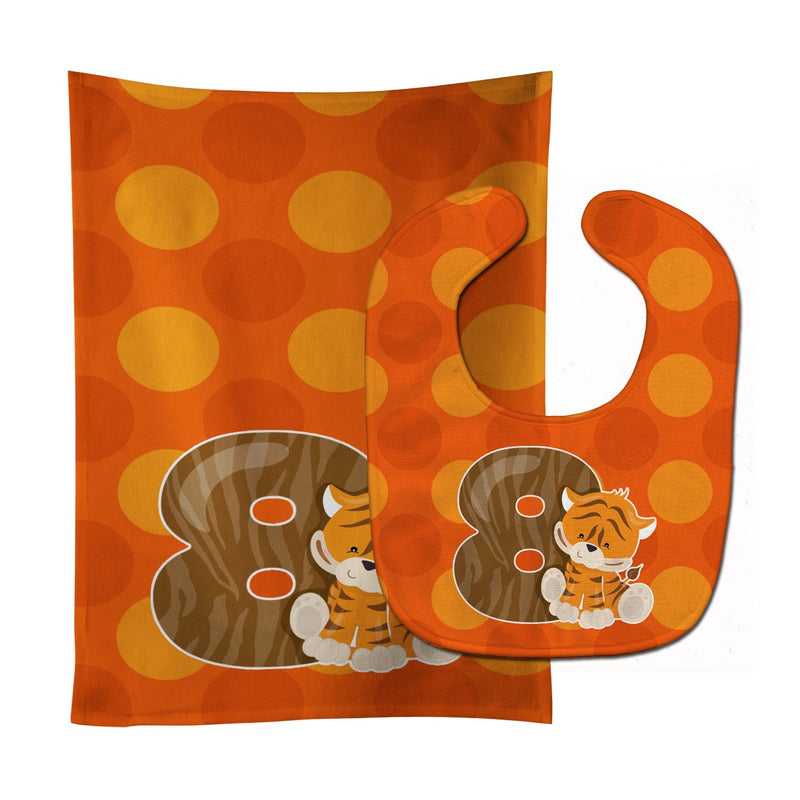 Zoo Month 8 Tiger Baby Bib & Burp Cloth BB9015STBU