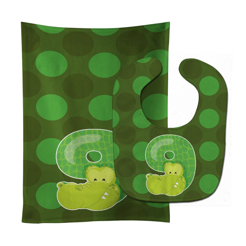 Zoo Month 9 Aligator Baby Bib & Burp Cloth BB9016STBU