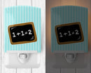 Back to School Math Ceramic Night Light Compact, UL-Certified, Ideal for Bedroom, Bathroom, Nursery, Hallway, Kitchen, 6x4x3, Multicolor
