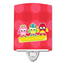 Back to School Birds Ceramic Night Light Compact, UL-Certified, Ideal for Bedroom, Bathroom, Nursery, Hallway, Kitchen, 6x4x3, Multicolor