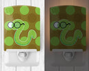 Back to School Worm Ceramic Night Light Compact, UL-Certified, Ideal for Bedroom, Bathroom, Nursery, Hallway, Kitchen, 6x4x3, Multicolor