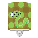 Back to School Worm Ceramic Night Light Compact, UL-Certified, Ideal for Bedroom, Bathroom, Nursery, Hallway, Kitchen, 6x4x3, Multicolor