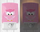 Girl Bird on Pink Ceramic Night Light Compact, UL-Certified, Ideal for Bedroom, Bathroom, Nursery, Hallway, Kitchen, 6x4x3, Multicolor