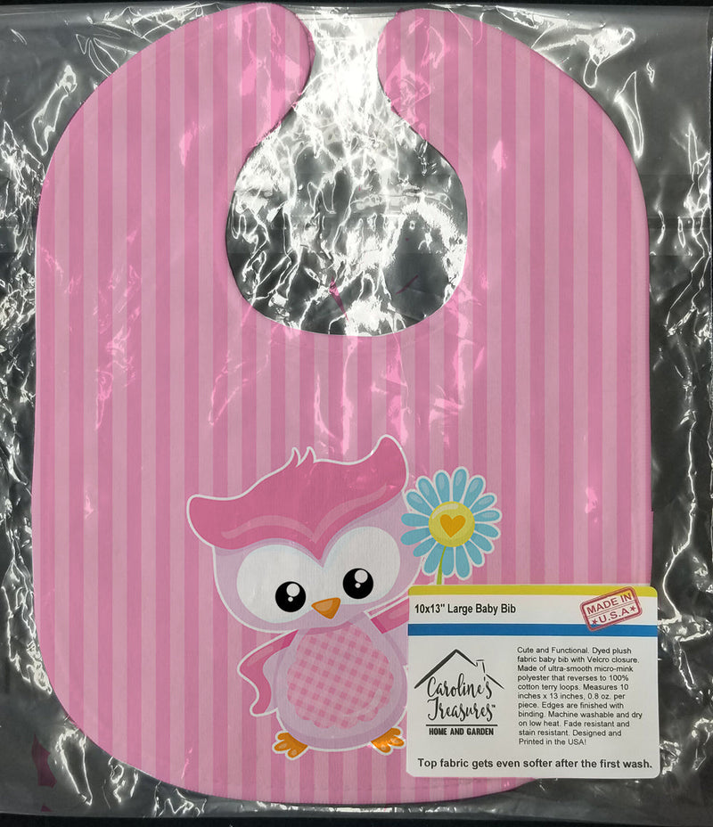 Girl Bird with Flower Pink Baby Bib BB9049BIB