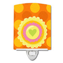 Heart Flower Orange Ceramic Night Light Compact, UL-Certified, Ideal for Bedroom, Bathroom, Nursery, Hallway, Kitchen, 6x4x3, Multicolor