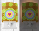 Heart Flower Green Ceramic Night Light Compact, UL-Certified, Ideal for Bedroom, Bathroom, Nursery, Hallway, Kitchen, 6x4x3, Multicolor