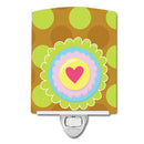 Heart Flower Green Ceramic Night Light Compact, UL-Certified, Ideal for Bedroom, Bathroom, Nursery, Hallway, Kitchen, 6x4x3, Multicolor