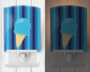 Ice Cream Cone Blue Ceramic Night Light Compact, UL-Certified, Ideal for Bedroom, Bathroom, Nursery, Hallway, Kitchen, 6x4x3, Multicolor