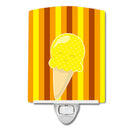 Ice Cream Cone Yellow Ceramic Night Light Compact, UL-Certified, Ideal for Bedroom, Bathroom, Nursery, Hallway, Kitchen, 6x4x3, Multicolor