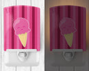 Ice Cream Cone Pink Ceramic Night Light Compact, UL-Certified, Ideal for Bedroom, Bathroom, Nursery, Hallway, Kitchen, 6x4x3, Multicolor