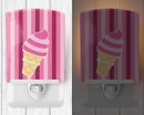 Ice Cream Cone Pink Swirl Ceramic Night Light Compact, UL-Certified, Ideal for Bedroom, Bathroom, Nursery, Hallway, Kitchen, 6x4x3, Multicolor