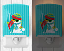 Beach Snowman Surfer Ceramic Night Light Compact, UL-Certified, Ideal for Bedroom, Bathroom, Nursery, Hallway, Kitchen, 6x4x3, Multicolor