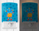 Robot Ceramic Night Light Compact, UL-Certified, Ideal for Bedroom, Bathroom, Nursery, Hallway, Kitchen, 6x4x3, Multicolor