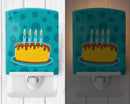 Birthday Cake Ceramic Night Light Compact, UL-Certified, Ideal for Bedroom, Bathroom, Nursery, Hallway, Kitchen, 6x4x3, Multicolor
