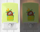 Birthday Monster Present Ceramic Night Light Compact, UL-Certified, Ideal for Bedroom, Bathroom, Nursery, Hallway, Kitchen, 6x4x3, Multicolor